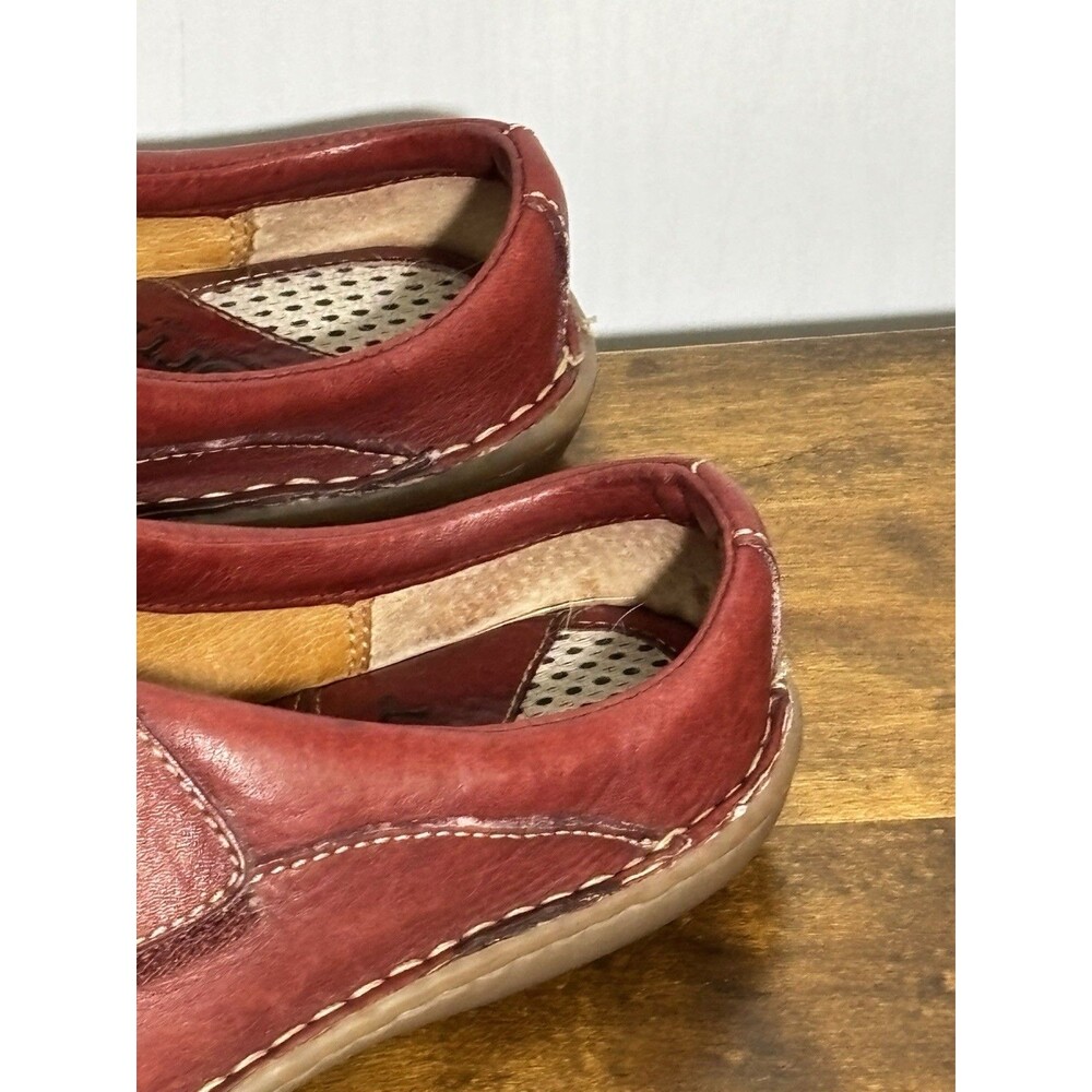 Born Mary Jane Mules Womens 7.5 Red Leather Slip On Shoe 38.5 Wide Strap Comfort - Picture 5 of 14